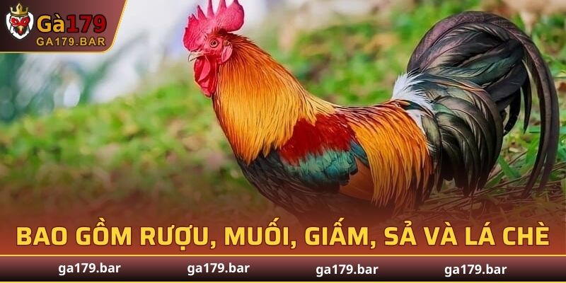 Công thức 2: Bao gồm rượu, muối, giấm, sả và lá chè
